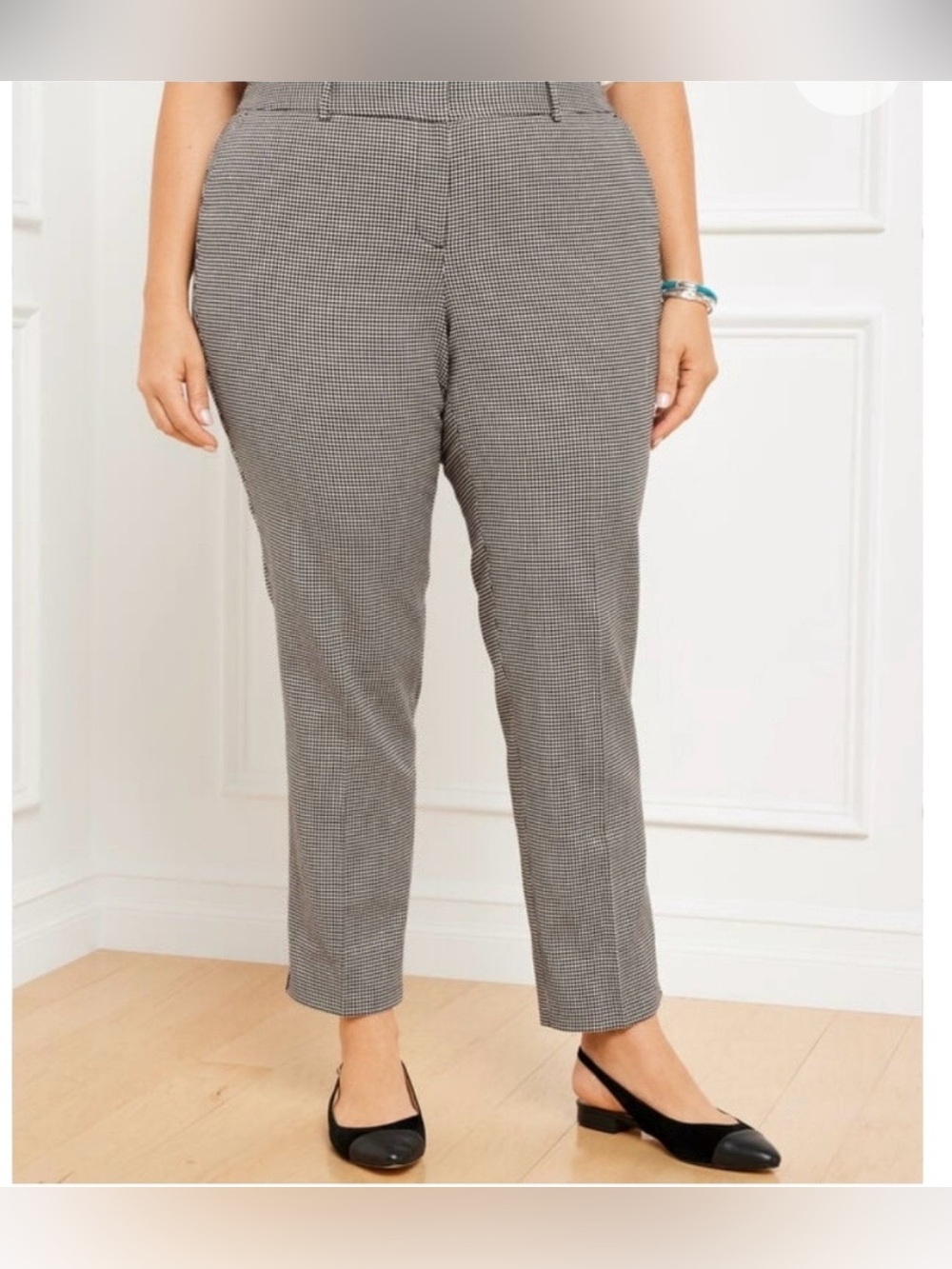 Talbots Hampshire Houndstooth Luxe Knit Slim Ankle Pants Women 18 Black/Blue